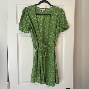 & Other Stories Green Mini Dress with Dots